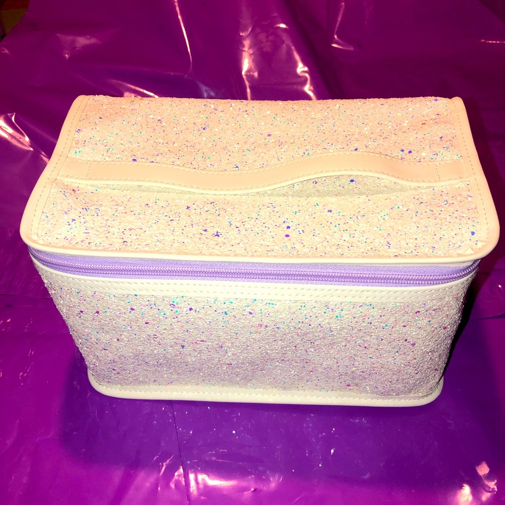 💜 White & Purple Sparkle Cosmetic Bag 💜